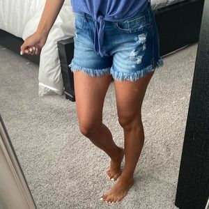 Brand New Blue Denim Distressed Jean Shorts